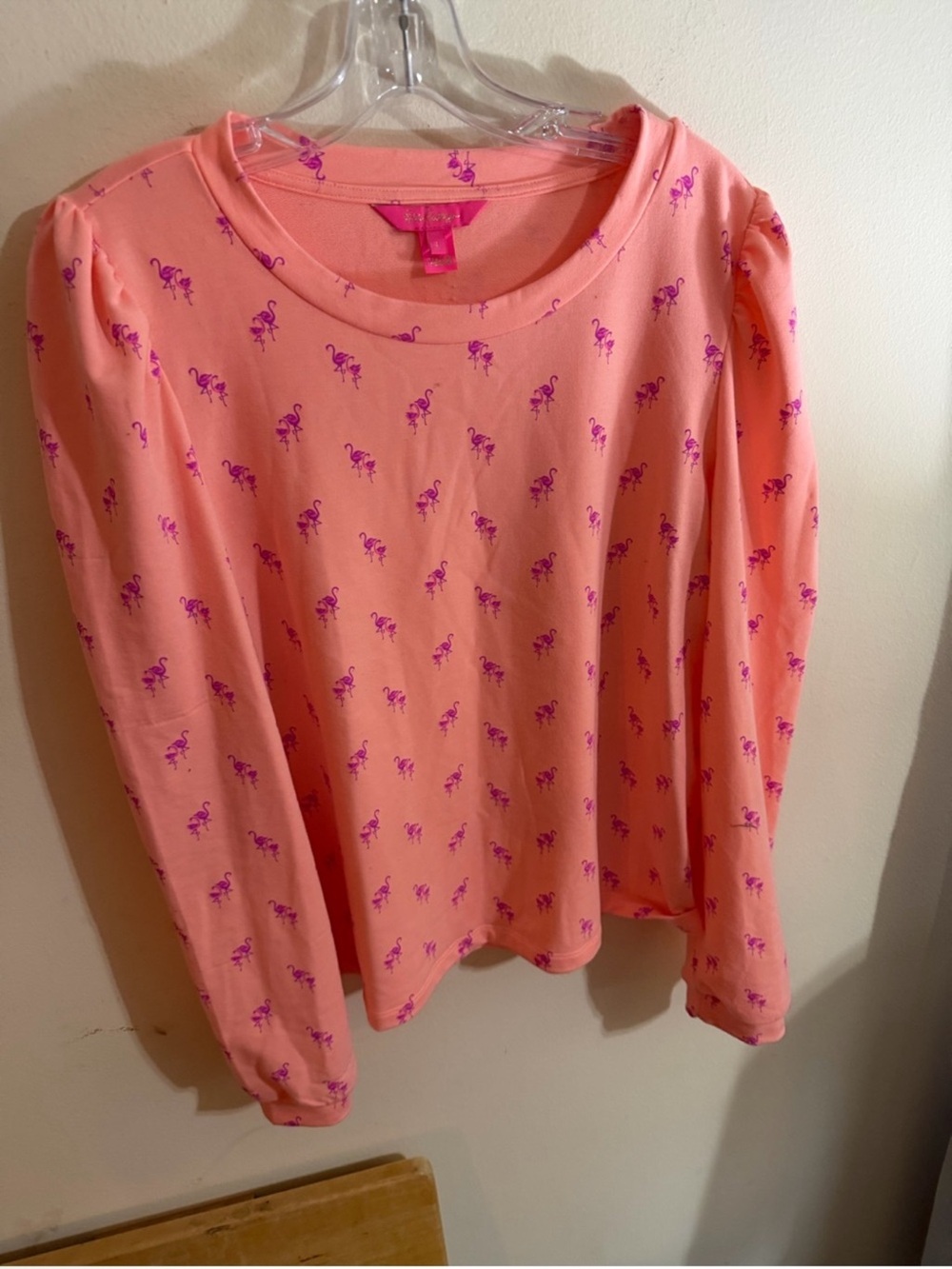 NWOT Lilly Pulitzer Size Large Coral Pink
Long Sleeve Top with Pink Flamingo